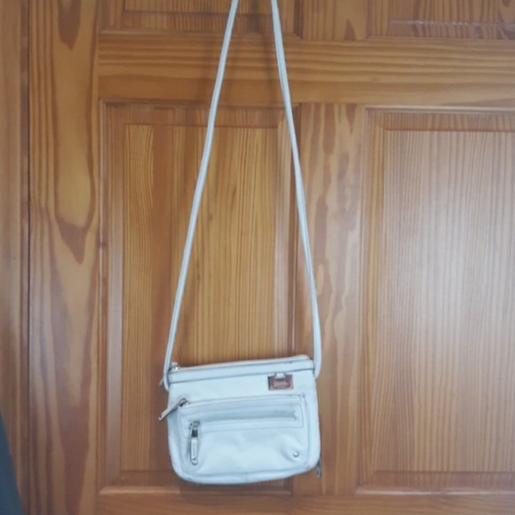 Tignanello Small White Pebbled Leather Crossbody | Organizer Purse Bag - Picture 2 of 16